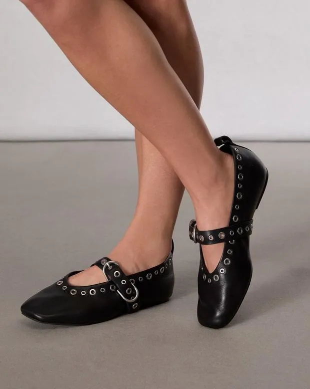 Women Flats Rag and Bone Spire Mary Jane Shoes Black