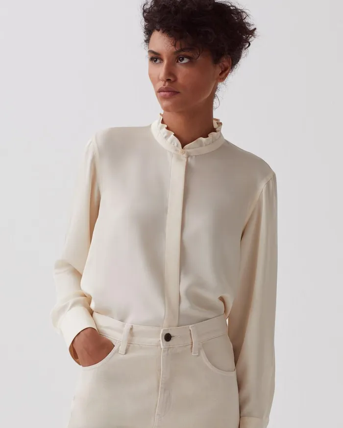 Women Fluid Ruffled Shirt Natural Comptoir Des Cotonniers Blouses and Shirts and Tops