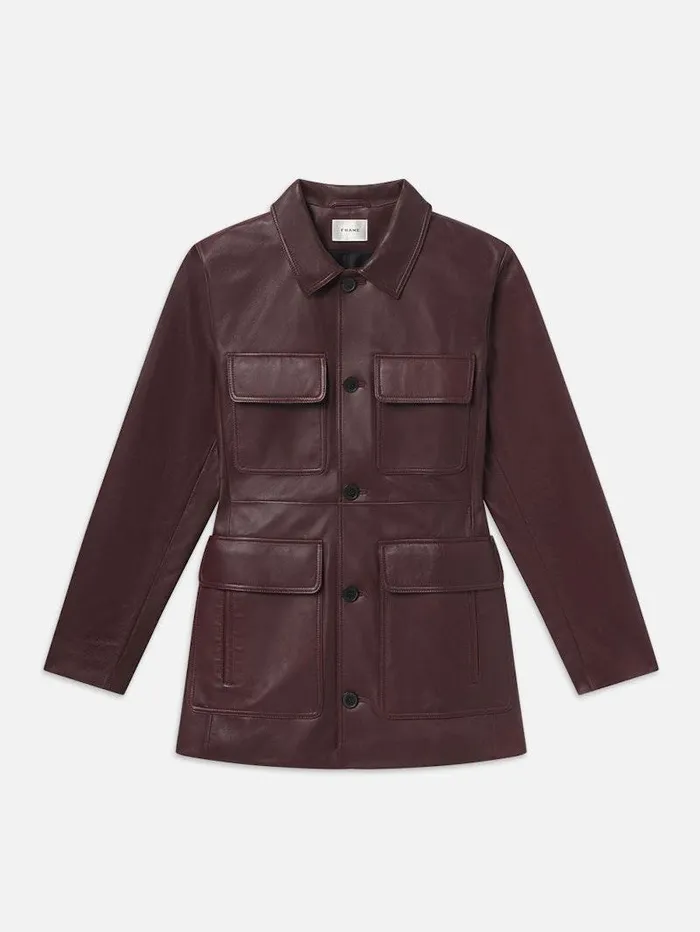 Women FRAME Leather and Suede Leather Safari Jacket