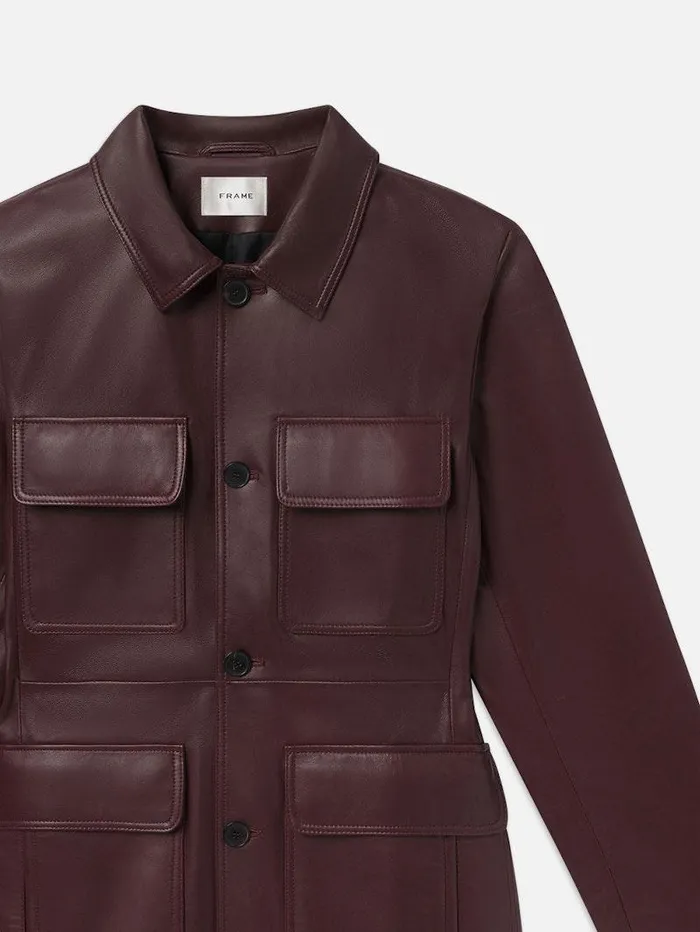 Women FRAME Leather and Suede Leather Safari Jacket