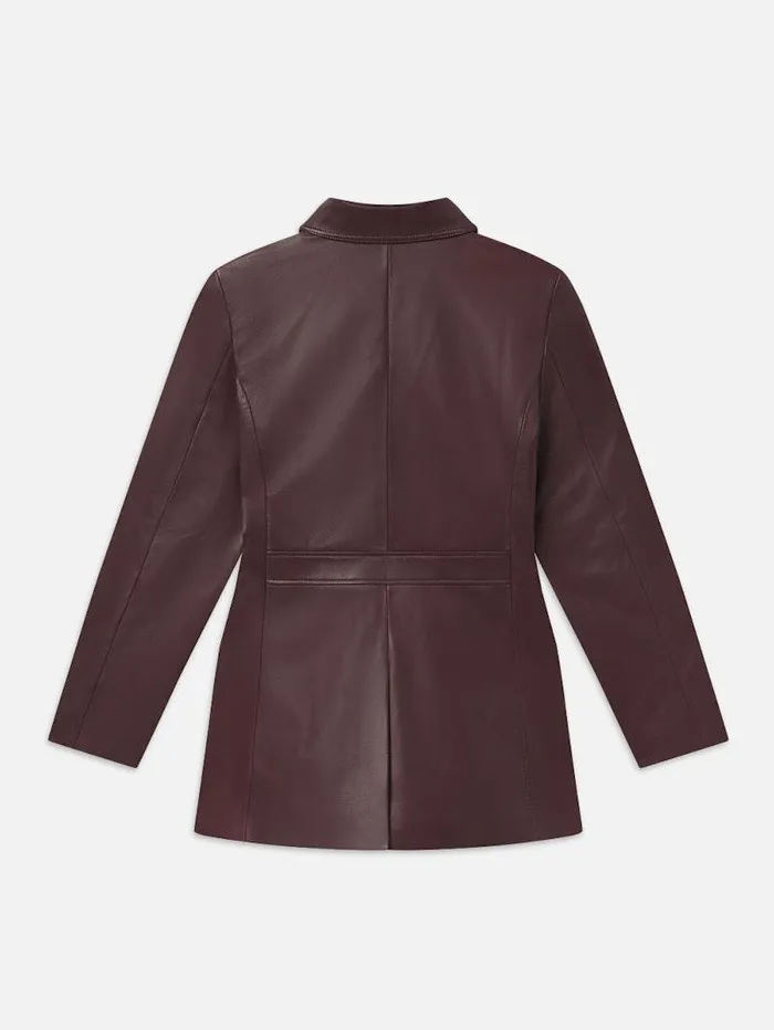 Women FRAME Leather and Suede Leather Safari Jacket
