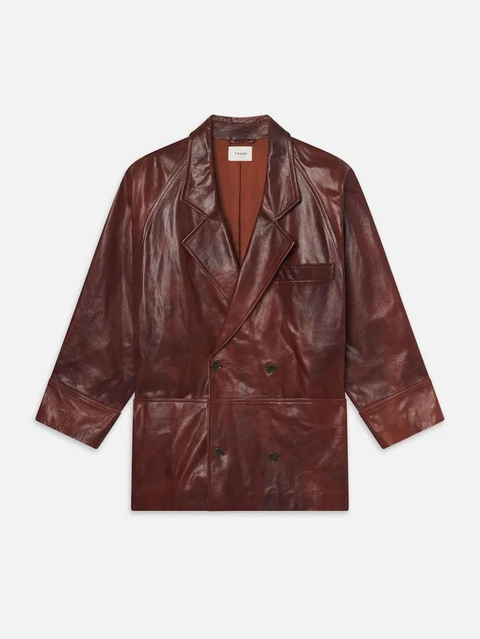 Women FRAME Leather and Suede Oversized Leather Jacket