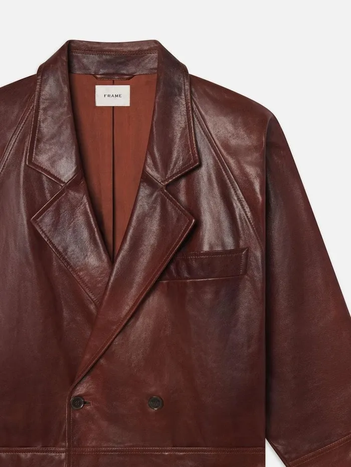 Women FRAME Leather and Suede Oversized Leather Jacket