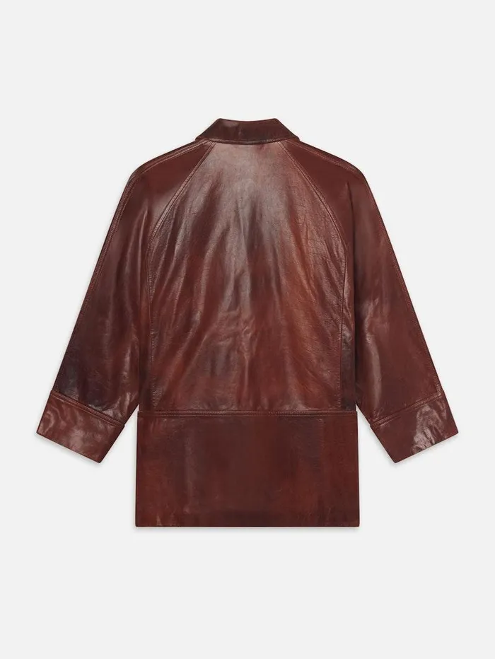 Women FRAME Leather and Suede Oversized Leather Jacket