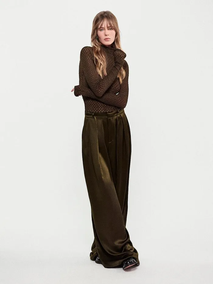 Women FRAME Pants Long Silk Trouser Women FRAME Pants Long Silk Trouser