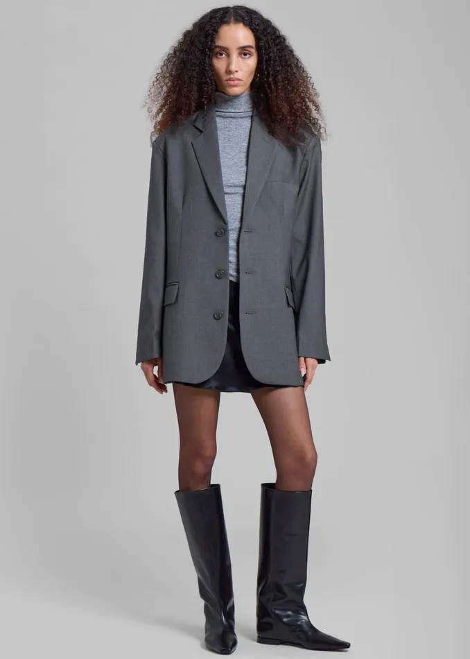 Women Gelso Oversized Blazer 8211 Dark Grey Melange The Frankie Shop Outerwear