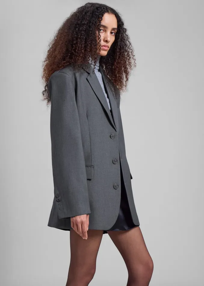 Women Gelso Oversized Blazer 8211 Dark Grey Melange The Frankie Shop Outerwear