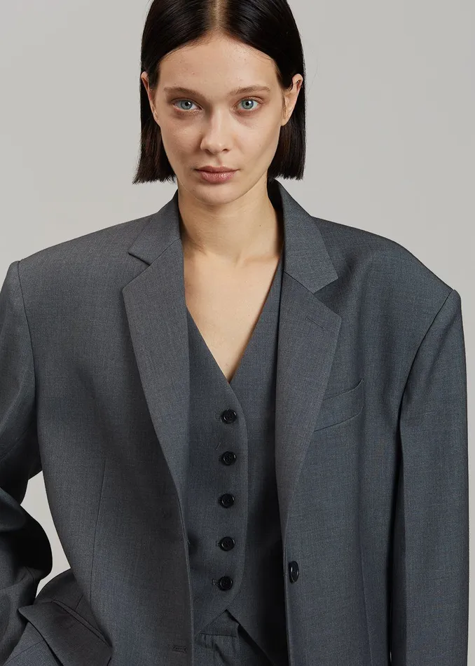 Women Gelso Oversized Blazer 8211 Dark Grey Melange The Frankie Shop Outerwear