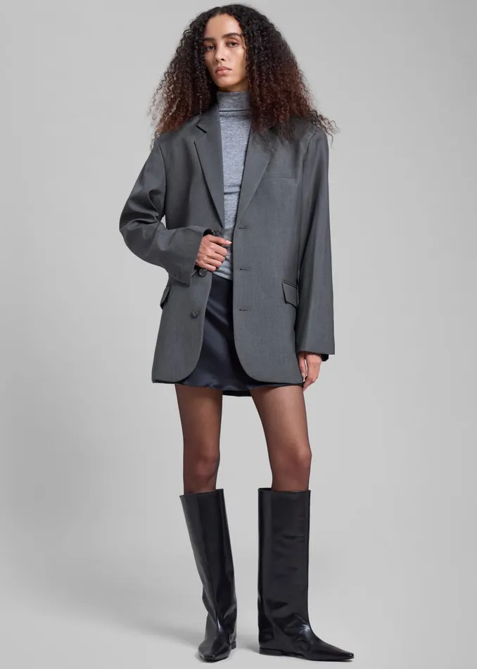 Women Gelso Oversized Blazer 8211 Dark Grey Melange The Frankie Shop Outerwear