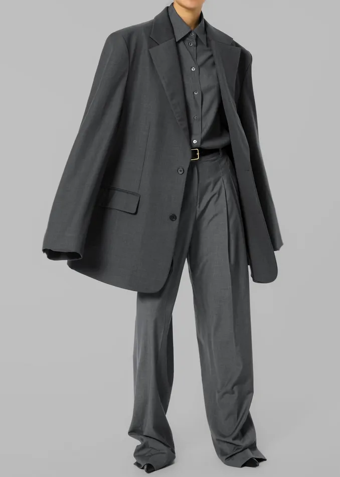 Women Gelso Oversized Blazer 8211 Dark Grey Melange The Frankie Shop Outerwear