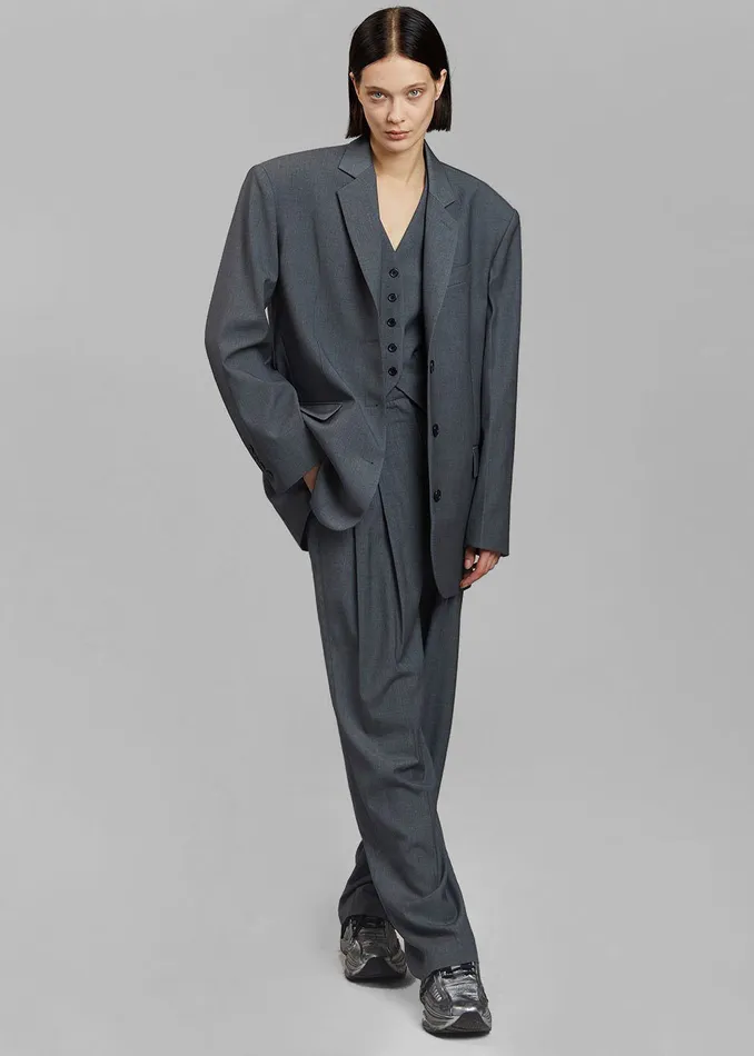 Women Gelso Oversized Blazer 8211 Dark Grey Melange The Frankie Shop Outerwear