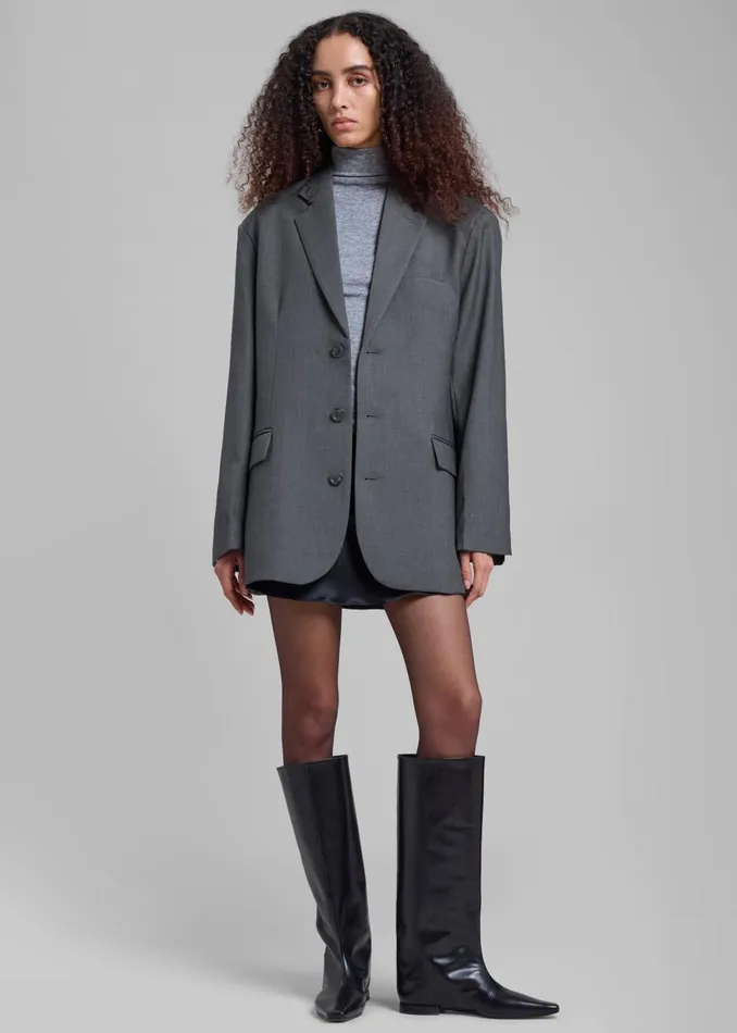 Women Gelso Oversized Blazer 8211 Dark Grey Melange The Frankie Shop Outerwear