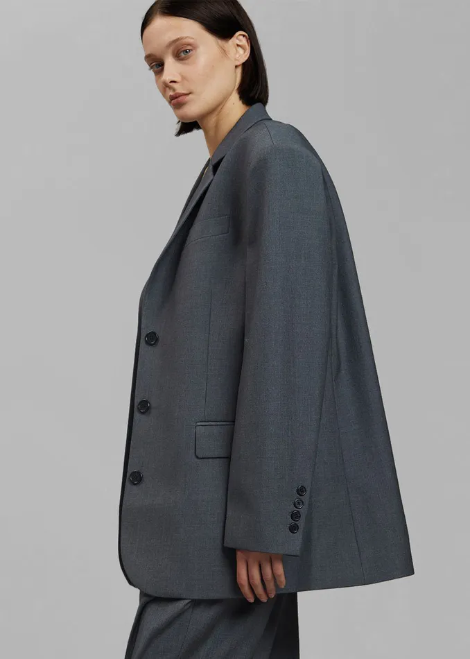 Women Gelso Oversized Blazer 8211 Dark Grey Melange The Frankie Shop Outerwear