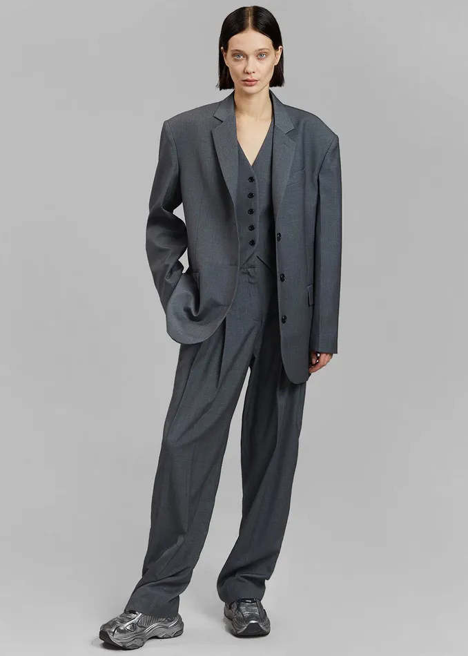 Women Gelso Oversized Blazer 8211 Dark Grey Melange The Frankie Shop Outerwear