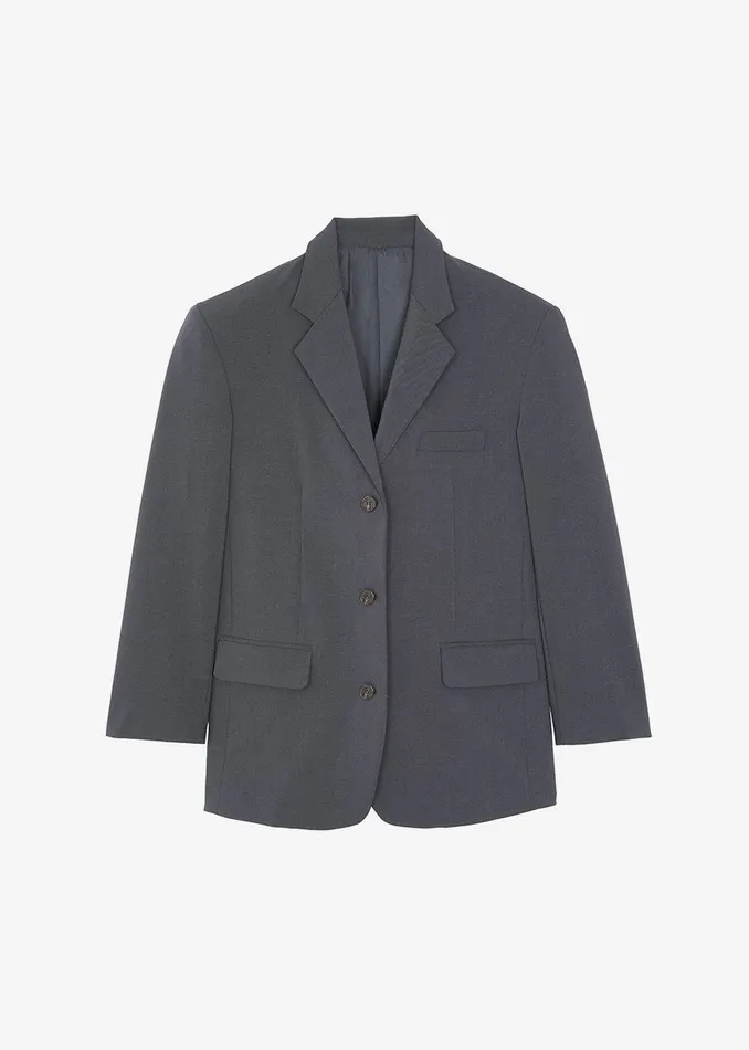 Women Gelso Oversized Blazer 8211 Dark Grey Melange The Frankie Shop Outerwear