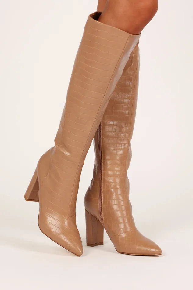 Women Gibson Knee High Boot 8211 Coffee Croc Coffee Croc Boots petalandpup