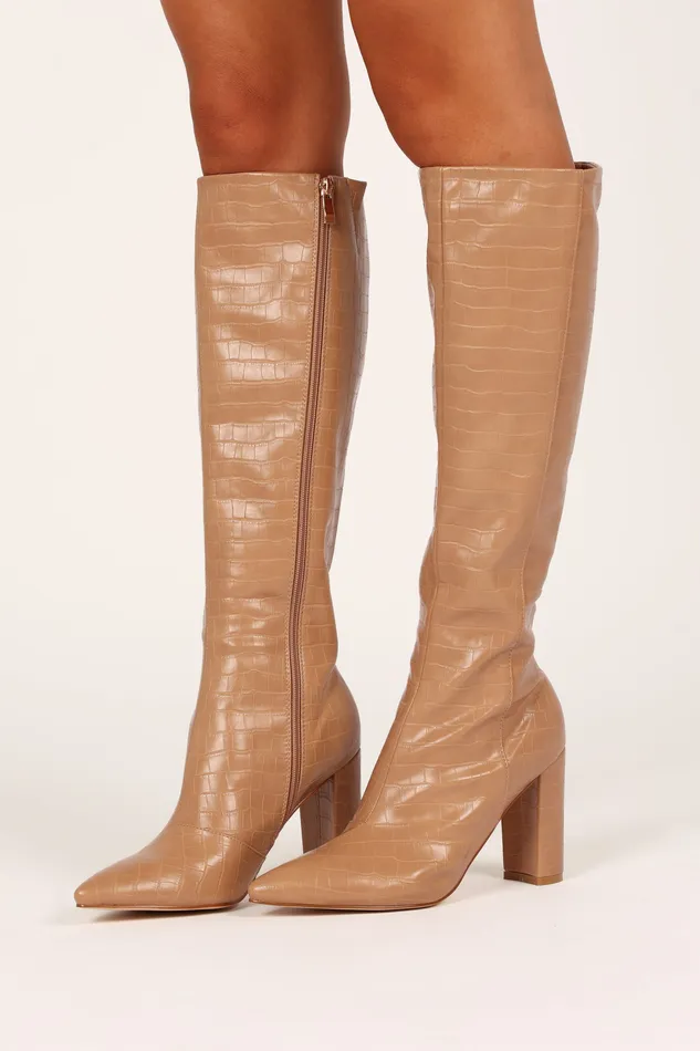 Women Gibson Knee High Boot 8211 Coffee Croc Coffee Croc Boots petalandpup