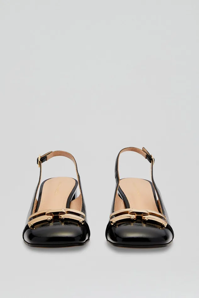 Women GOLD TRIM SLINGBACK 55 BLACK Shoes Scanlan Theodore