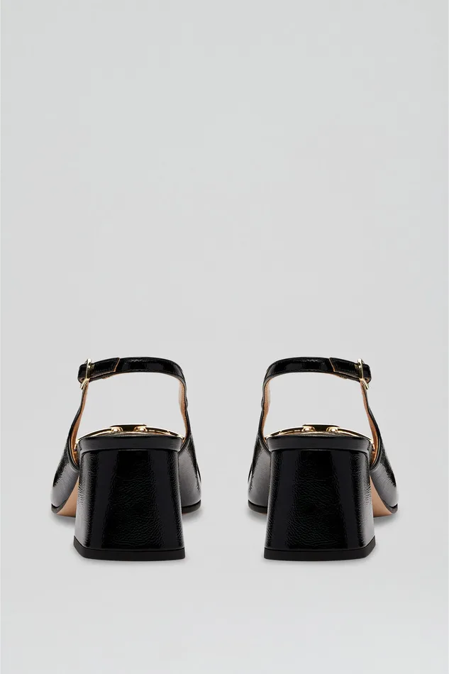 Women GOLD TRIM SLINGBACK 55 BLACK Shoes Scanlan Theodore