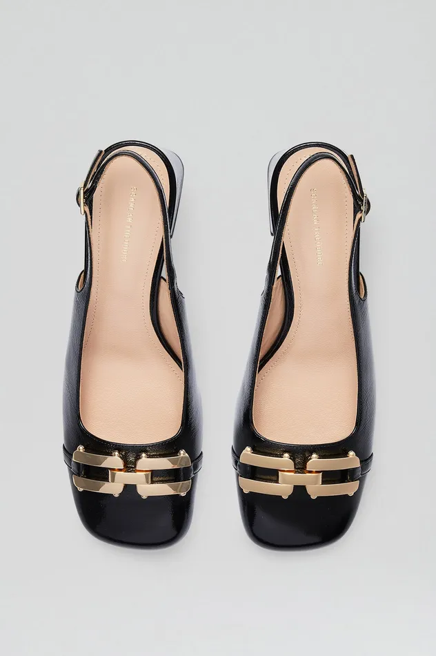 Women GOLD TRIM SLINGBACK 55 BLACK Shoes Scanlan Theodore