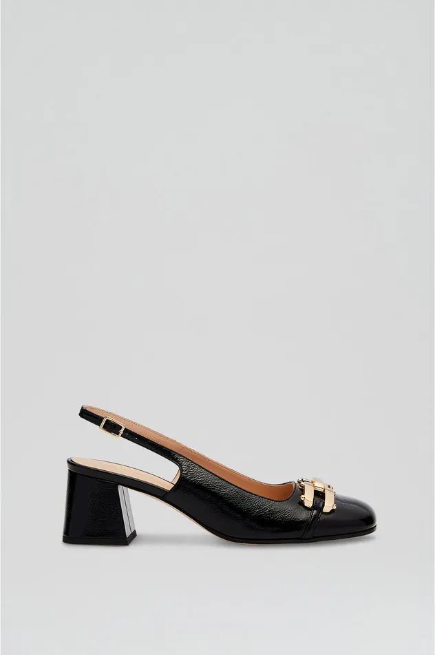 Women GOLD TRIM SLINGBACK 55 BLACK Shoes Scanlan Theodore