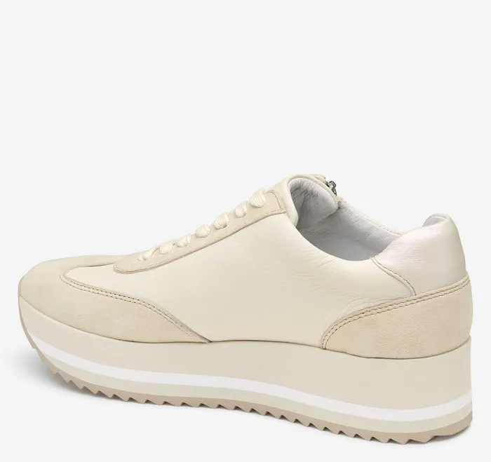 Women Gracie SideZip Lace Up Bone CalfskinSuede Women8217s Shoes Johnston and Murphy
