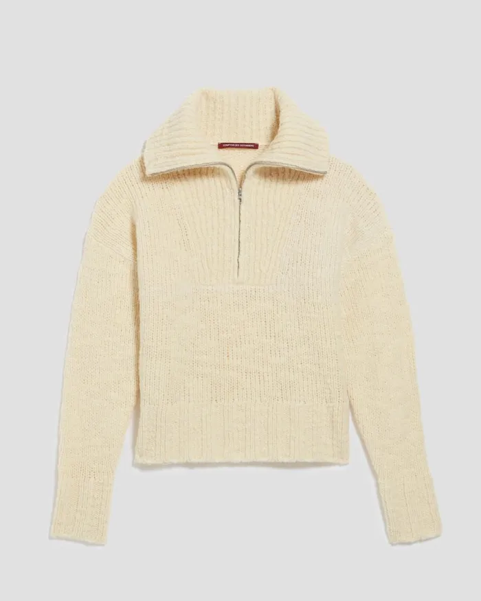 Women HalfZip Jumper Glass Green Beige Comptoir Des Cotonniers Knit