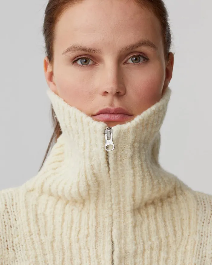 Women HalfZip Jumper Glass Green Beige Comptoir Des Cotonniers Knit