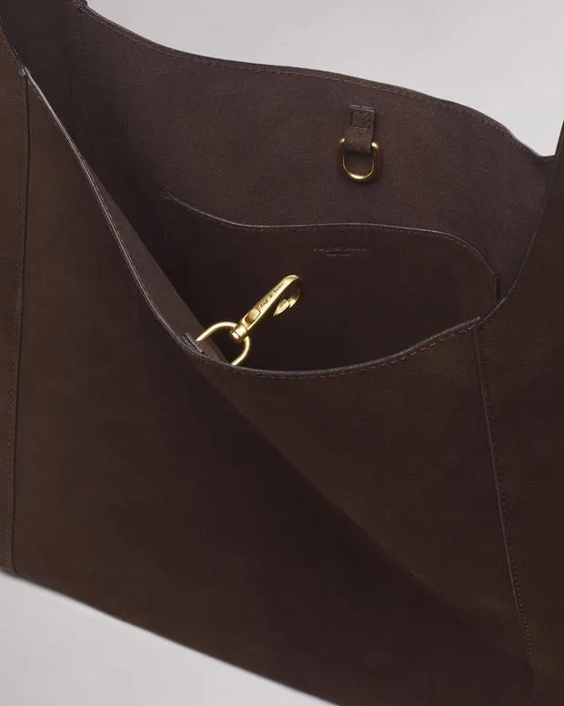 Women Handbags Rag and Bone Belize Suede Shopper Dark Espresso Suede
