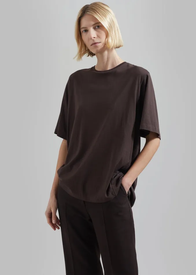 Women Harper Soft Organic TShirt 8211 Brown The Frankie Shop Tops
