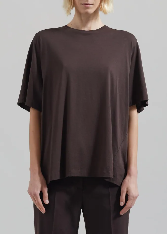 Women Harper Soft Organic TShirt 8211 Brown The Frankie Shop Tops