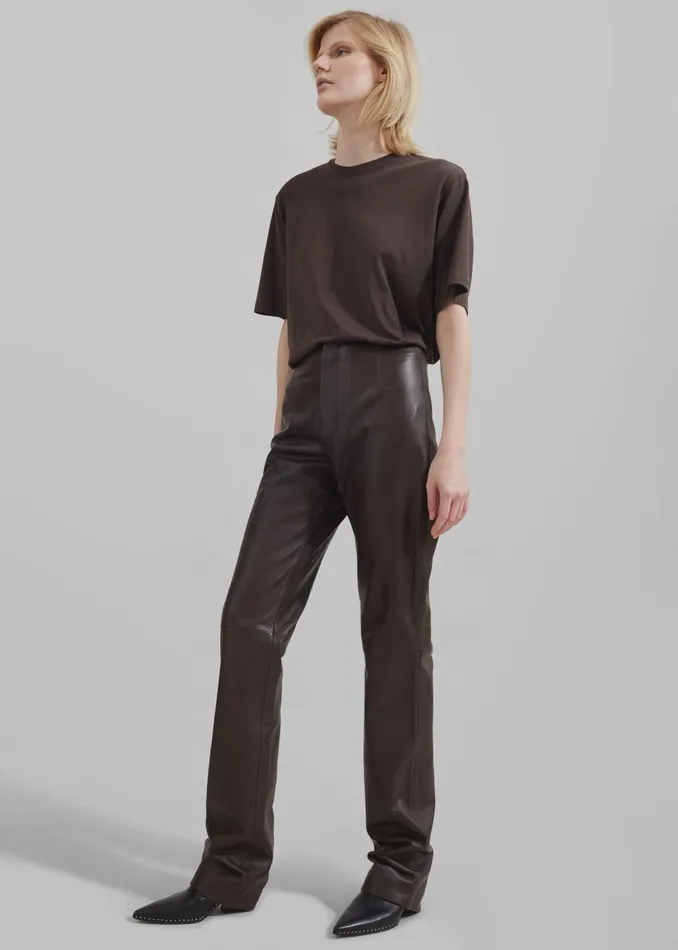 Women Harper Soft Organic TShirt 8211 Brown The Frankie Shop Tops