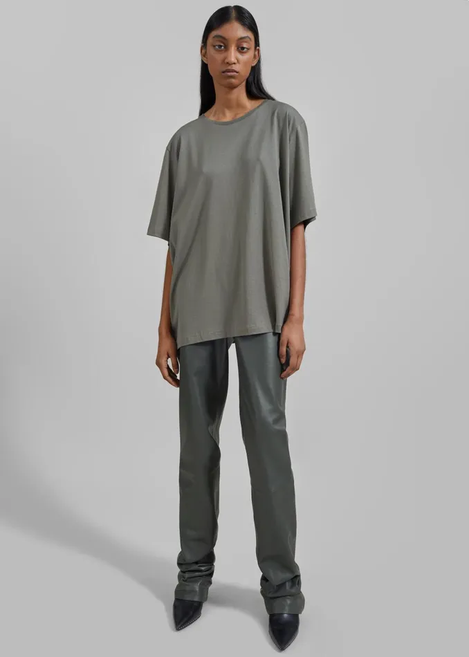 Women Harper Soft Organic TShirt 8211 Light Khaki The Frankie Shop Tops
