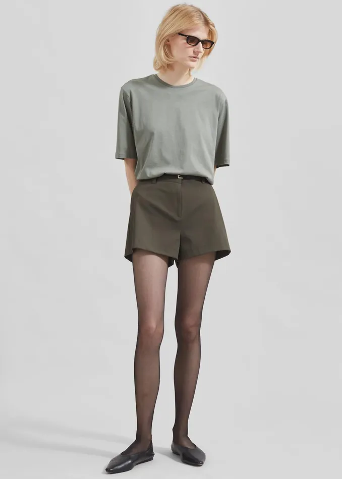 Women Harper Soft Organic TShirt 8211 Light Khaki The Frankie Shop Tops