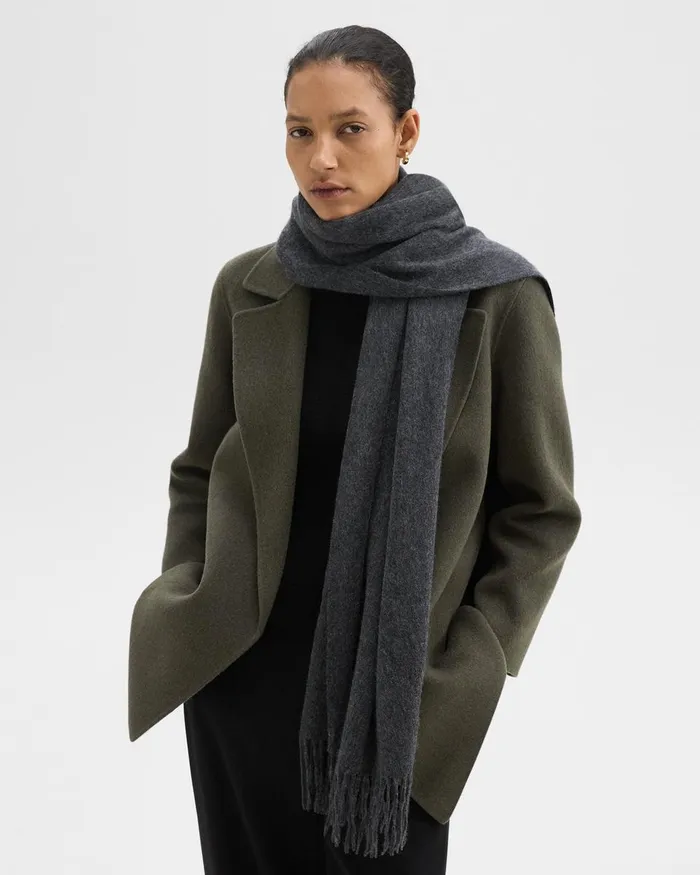 Women Hats Gloves Scarves Theory Classic Scarf In Cashmere Charcoal Melange