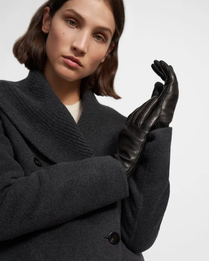 Women Hats Gloves Scarves Theory Tech Gloves In Leather Black