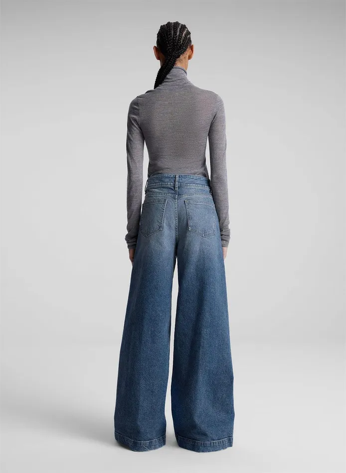 Women Hayes Fine Merino Turtleneck Top Medium Heather Grey ALC Tops