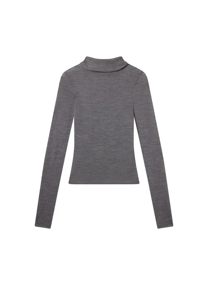 Women Hayes Fine Merino Turtleneck Top Medium Heather Grey ALC Tops