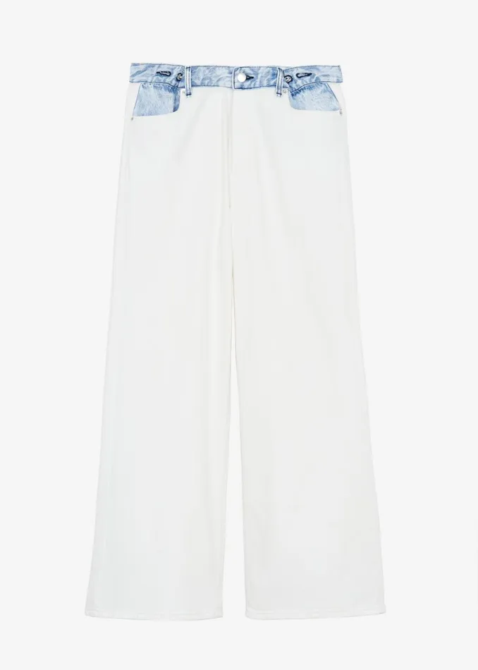 Women Hayla Contrast Denim Pants 8211 Off WhiteBlue The Frankie Shop Bottoms