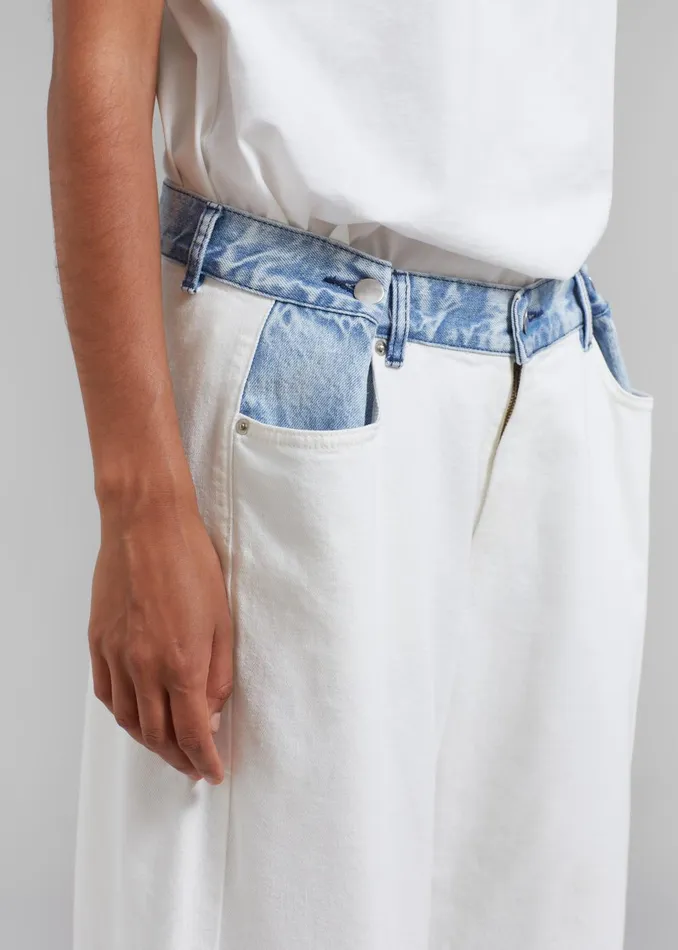 Women Hayla Contrast Denim Pants 8211 Off WhiteBlue The Frankie Shop Bottoms