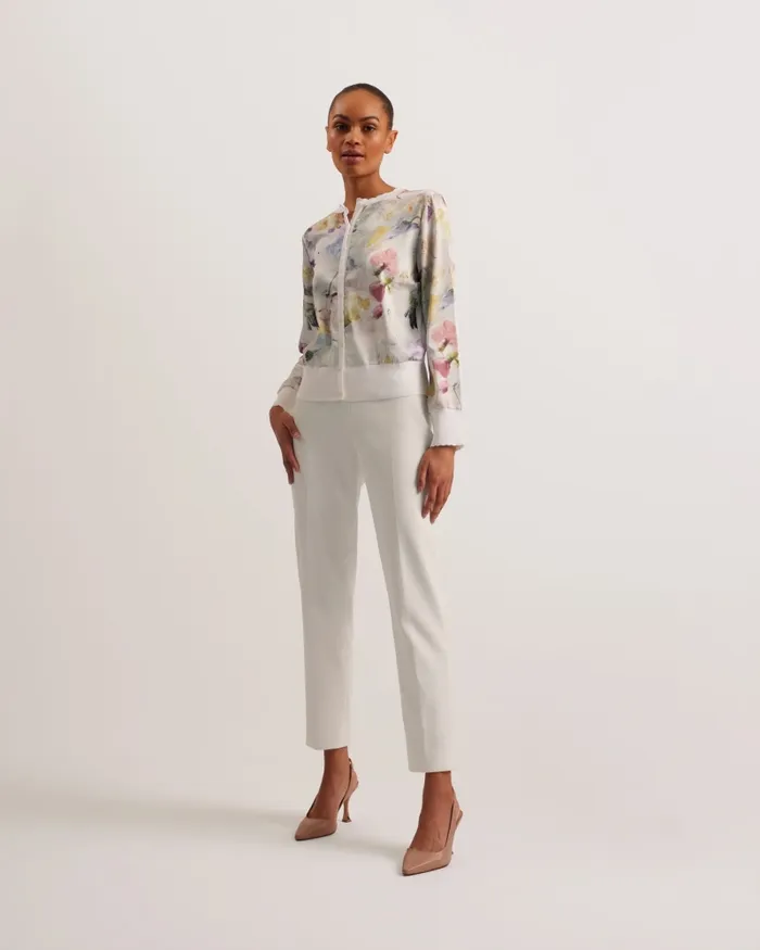 Women HAYLOU 8211 Woven Front Scallop Trim Cardigan White Ted Baker Jumpers and Cardigans Women HAYLOU 8211 Woven Front Scallop Trim Cardigan White Ted Baker Jumpers and Cardigans