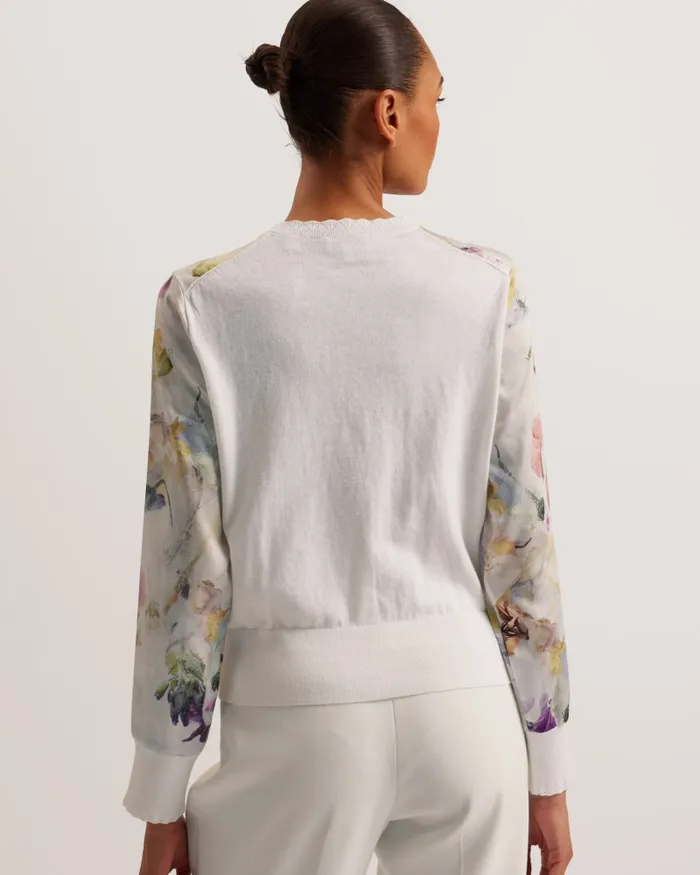 Women HAYLOU 8211 Woven Front Scallop Trim Cardigan White Ted Baker Jumpers and Cardigans Women HAYLOU 8211 Woven Front Scallop Trim Cardigan White Ted Baker Jumpers and Cardigans
