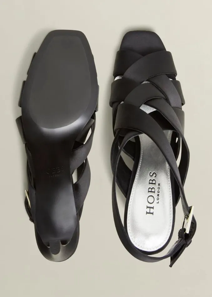 Women Heels Hobbs Velma Satin Sandals Black