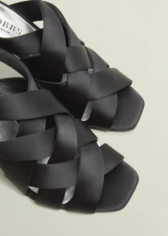 Women Heels Hobbs Velma Satin Sandals Black