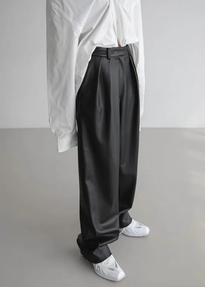 Women Helsinki Faux Leather Pants 8211 Black The Frankie Shop Bottoms
