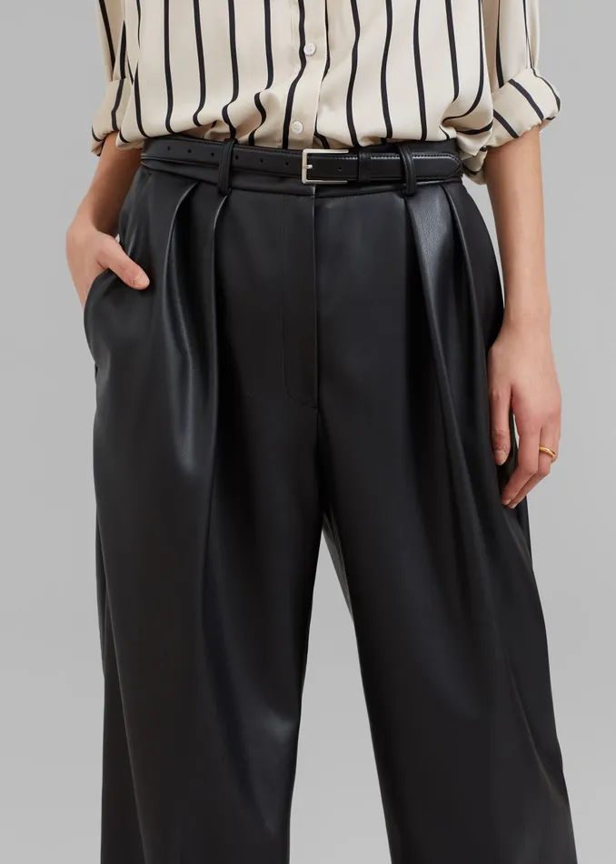 Women Helsinki Faux Leather Pants 8211 Black The Frankie Shop Bottoms