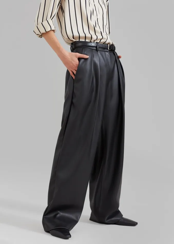 Women Helsinki Faux Leather Pants 8211 Black The Frankie Shop Bottoms
