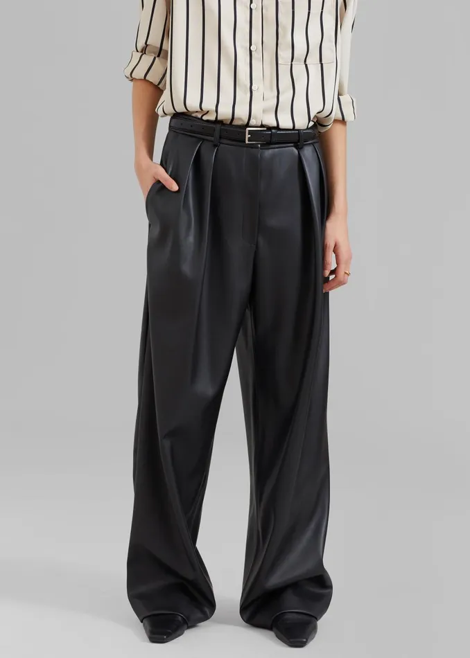 Women Helsinki Faux Leather Pants 8211 Black The Frankie Shop Bottoms
