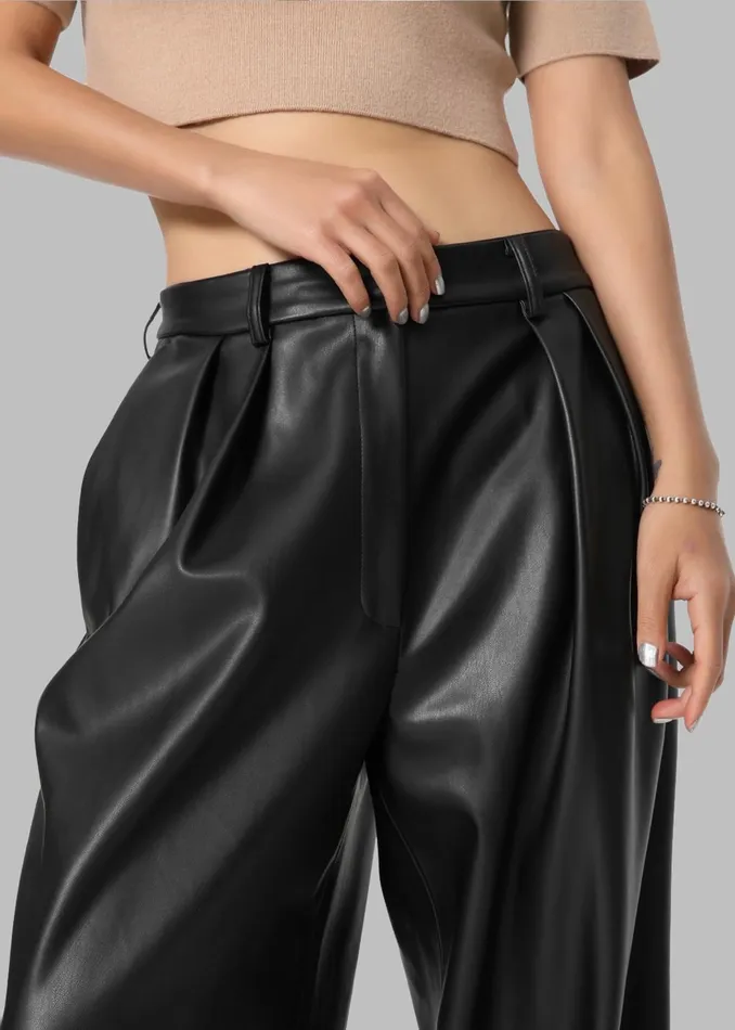 Women Helsinki Faux Leather Pants 8211 Black The Frankie Shop Bottoms