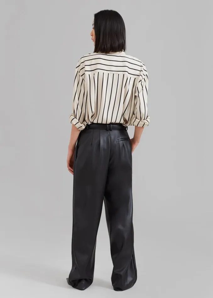 Women Helsinki Faux Leather Pants 8211 Black The Frankie Shop Bottoms